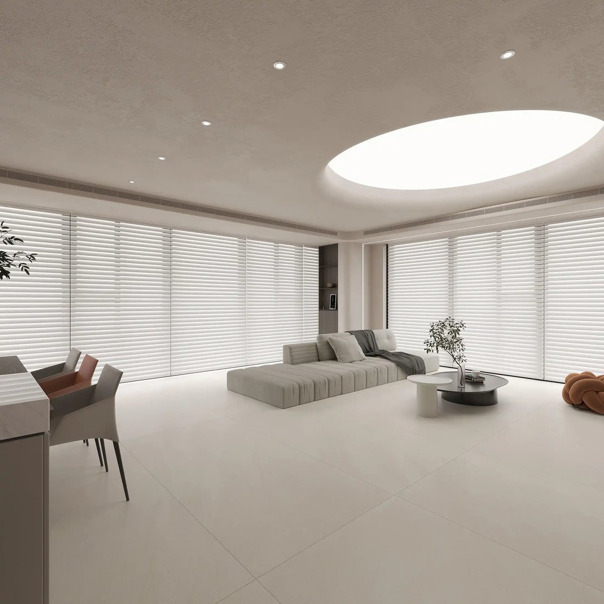 Australian Sandstone Beige — ZS120240-YG-501 (Main product image) Australian Sandstone Beige sintered stone slab, 1200x2400mm matte finish - interior rendering